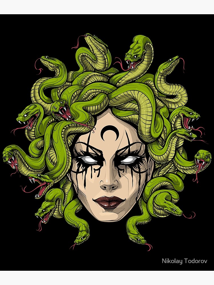 Gorgon Greek Goddess Medusa with Snakes for Hair Design by Gnarly Magnet  for Sale by ChattanoogaTee