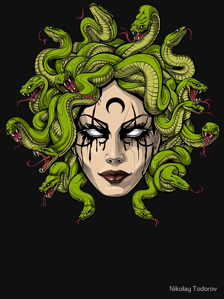 Gorgon Greek Goddess Medusa with Snakes for Hair Design by Gnarly Magnet  for Sale by ChattanoogaTee