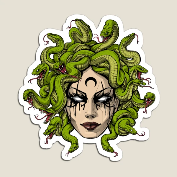 Gorgon Greek Goddess Medusa with Snakes for Hair Design by Gnarly Magnet  for Sale by ChattanoogaTee