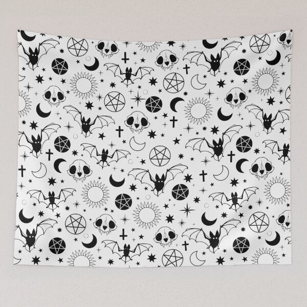 Item preview, Cat Skulls, Bats, Suns, Moons, crosses and Pentagrams designed and sold by LadyBlackBlood.