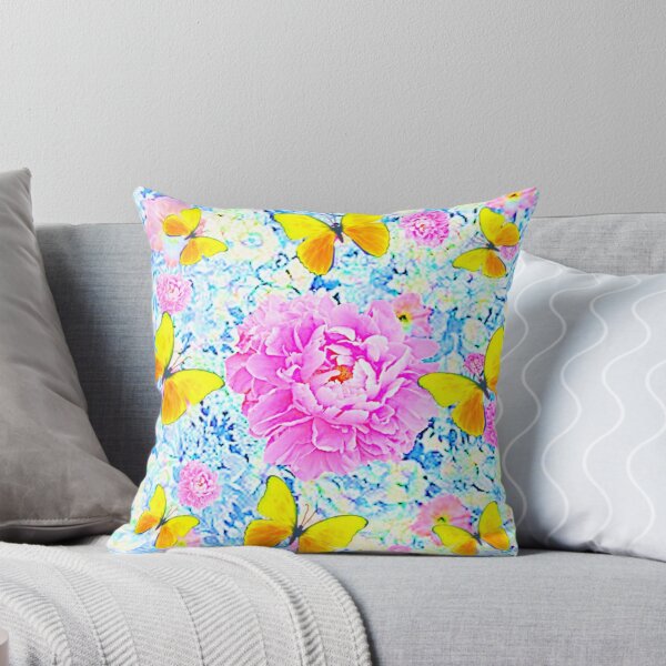 Item preview, PINK PEONY & YELLOW BUTTERFLY ABSTRACT FLORAL designed and sold by sharlesart.