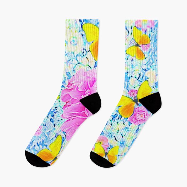 Item preview, PINK PEONY & YELLOW BUTTERFLY ABSTRACT FLORAL designed and sold by sharlesart.