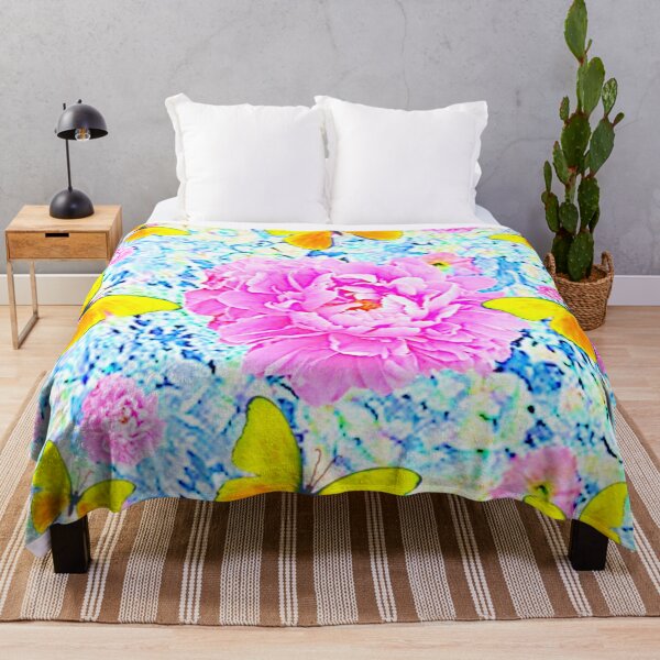Item preview, PINK PEONY & YELLOW BUTTERFLY ABSTRACT FLORAL designed and sold by sharlesart.