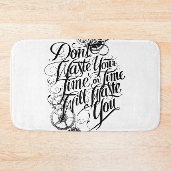 Item preview, "Don't waste your time or time will waste you" Statement illustration with gears and clockwork designed and sold by TrueType.