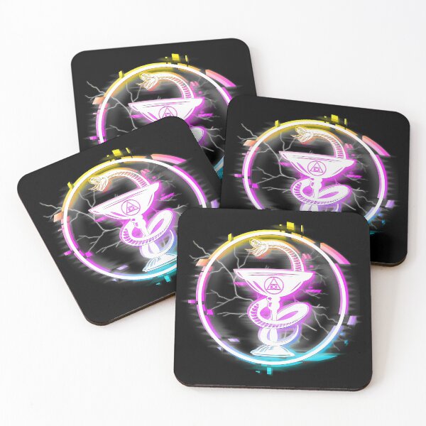 Item preview, Holographic Astral Glitch Badge, Cosmic Psychedelic Rainbow Gradient with Retro Matrix Simulation Effect designed and sold by PrimalAlchemy.