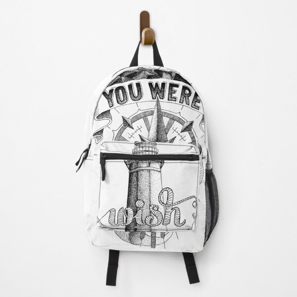 Item preview, “Wish you were here” statement illustration with lighthouse and compass designed and sold by TrueType.