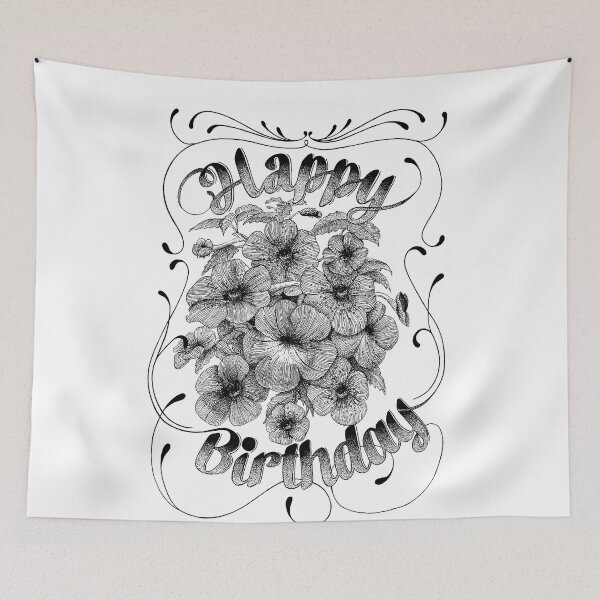 Item preview, "Happy birthday" hand lettering illustration retro style designed and sold by TrueType.