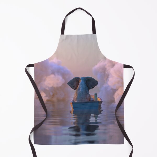 Item preview, elephant and dog in a boat float through the clouds  designed and sold by Mike Kiev art.