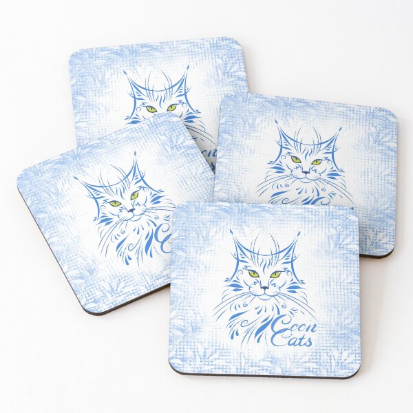 Item preview, Maine Coon Cat in Filk Style / frosty blue designed and sold by wild.geranium.design.