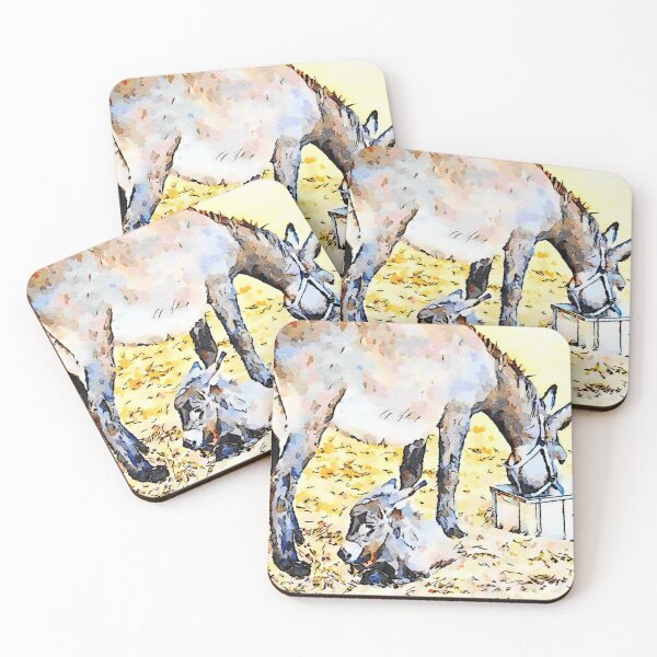 Item preview, Baby donkey crouched next to the female donkey designed and sold by Giuseppe Cocco.
