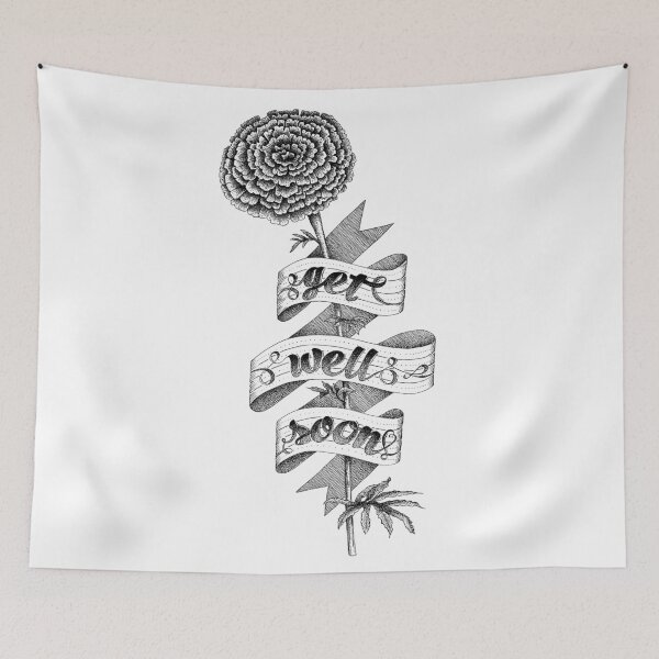 Item preview, “Get well soon” hand lettering illustration with flower designed and sold by TrueType.