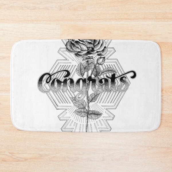 Item preview, "Congrats" hand lettering illustration with rose designed and sold by TrueType.