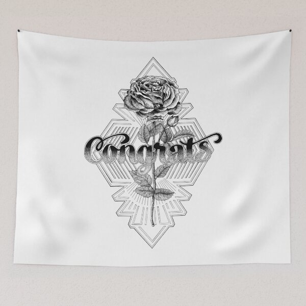 Item preview, "Congrats" hand lettering illustration with rose designed and sold by TrueType.