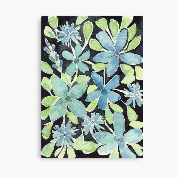 "Modern Blue Watercolor Flowers " Canvas Print for Sale by rachel5576