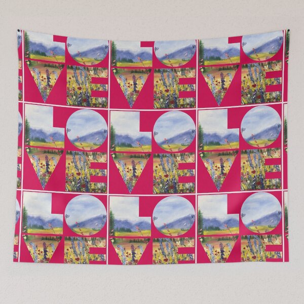 Item preview, Love blue mountains on pink designed and sold by CatherineAlvin.