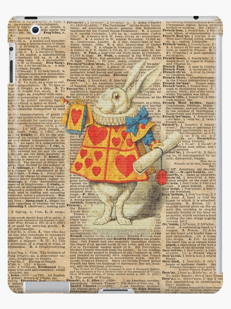 Alice In Wonderland Rabbit Antique vintage encyclopaedia dictionary art 10 x 8" 