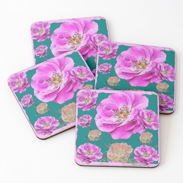 Item preview,  ANTIQUE STYLE TEAL COLOR ROSE GARDEN ABSTRACT  designed and sold by sharlesart.