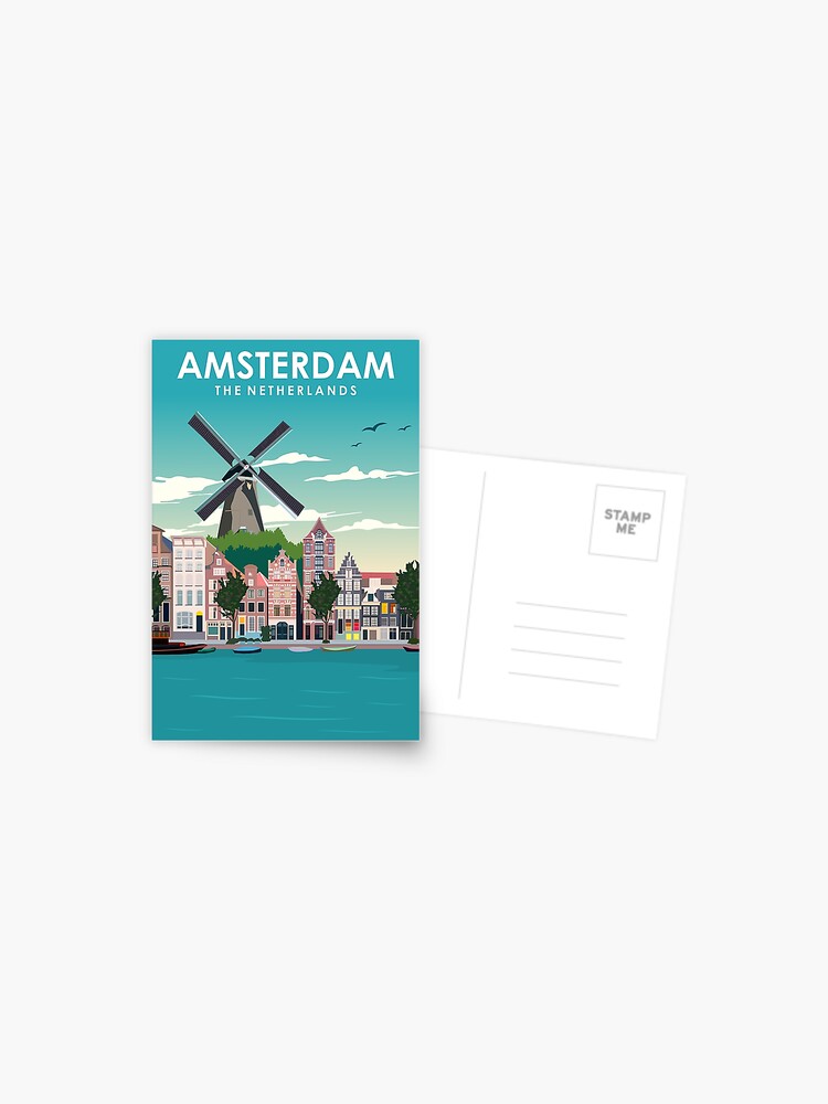 Amsterdam Holland Windmill Travel Poster Postcard For Sale By Jorn Van Hezik Redbubble 8787