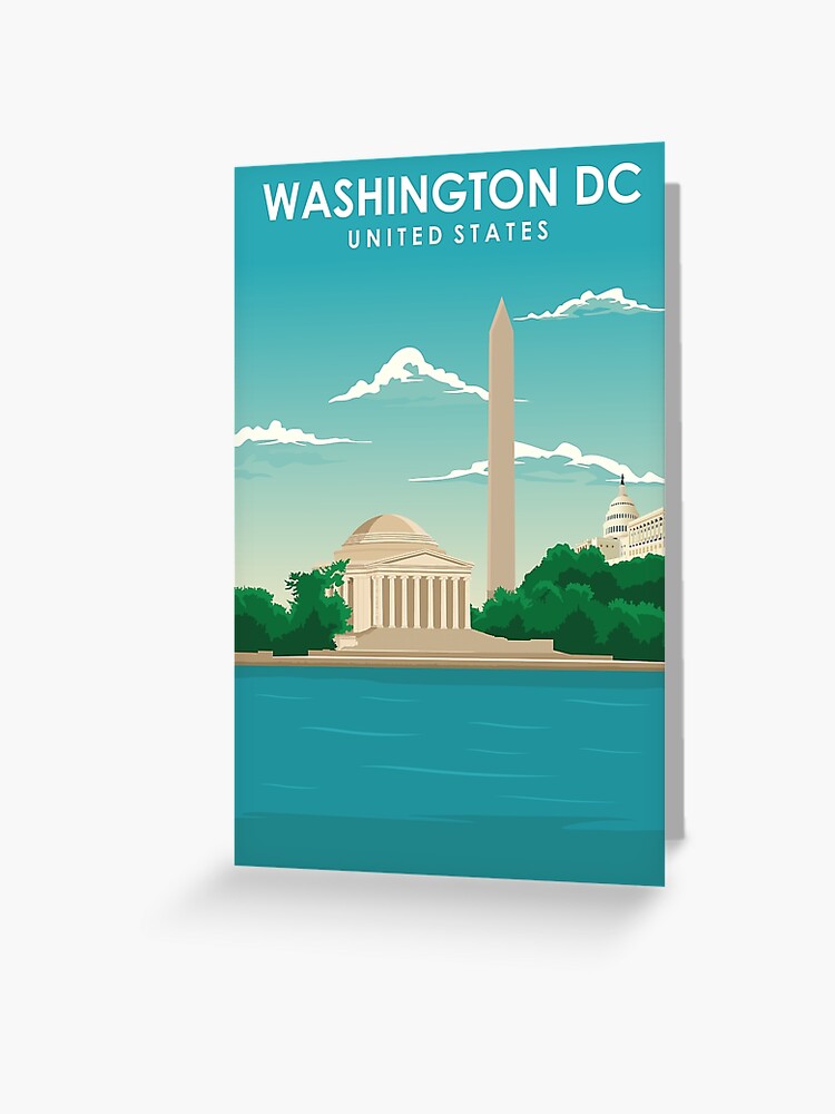 Washington DC Vintage Minimal Retro Travel Poster Greeting Card