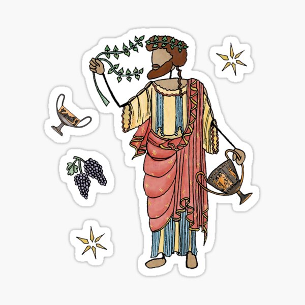Greek Myth Comix - Dionysus and his grapes and kylix Sticker