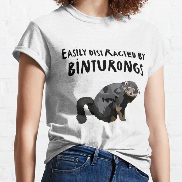 Vista previa del artículo con la obra «Se distrae fácilmente con los binturongs», diseñado y vendido por thezoogirl.