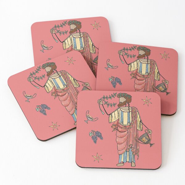 Greek Myth Comix - Dionysus and his grapes and kylix Coasters (Set of 4)