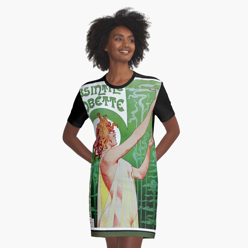 Absinthe Robette by Henri Privat-Livemont - Stimulating Beauty 2 Absinthe Robette by Henri Privat-Livemont - Xzendor7 Vintage Artwork Reproductions Graphic T-Shirt Dress
