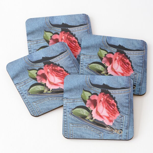 Item preview, Red rose in denim pocket designed and sold by CatCarrot.