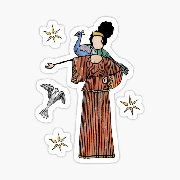 Greek Myth Comix - Hera and her cuckoo and peacock Sticker