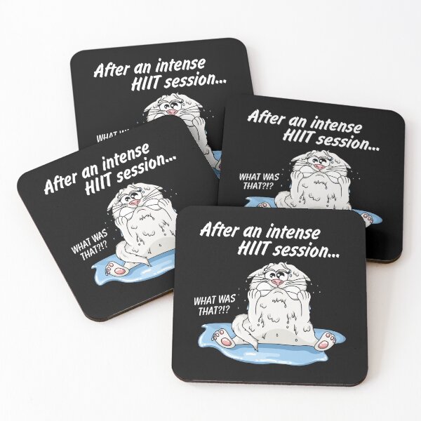 Item preview, HIIT fitness training shocked cat cartoon designed and sold by ARTemyzz.