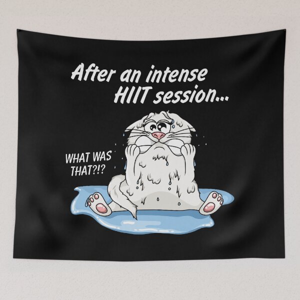 Item preview, HIIT fitness training shocked cat cartoon designed and sold by ARTemyzz.