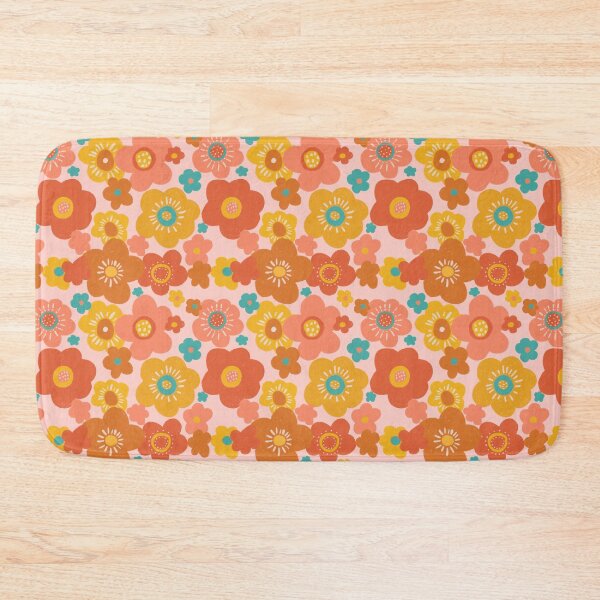 Item preview, Pink, orange, yellow, teal floral daisy hippie retro 70s inspired  designed and sold by DesertAloha.