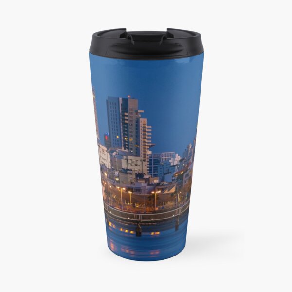city lights and twilight hour at Tel Aviv Travel Mug