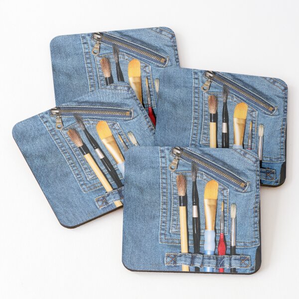 Item preview, Artistic brushes on denim cloth with pocket designed and sold by CatCarrot.
