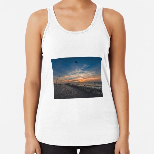 a cinematic moment at the Tel Aviv port Racerback Tank Top