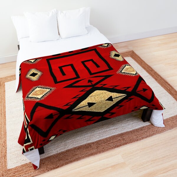 1890s RED GOLD NAVAJO TAPESTRY - DEEP RICH COLOR SCAN Comforter