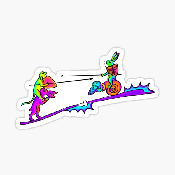 Bad Medieval Art Acid Daydream Snail Jousting WTF Sticker