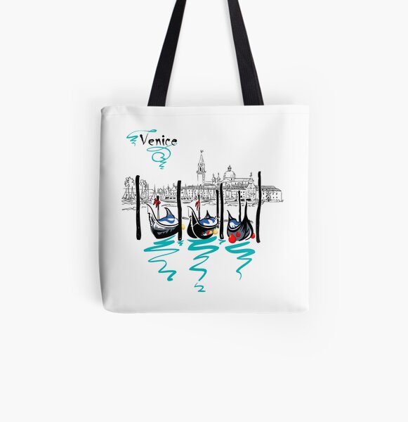 Gondolas in Venice lagoon, Italia All Over Print Tote Bag