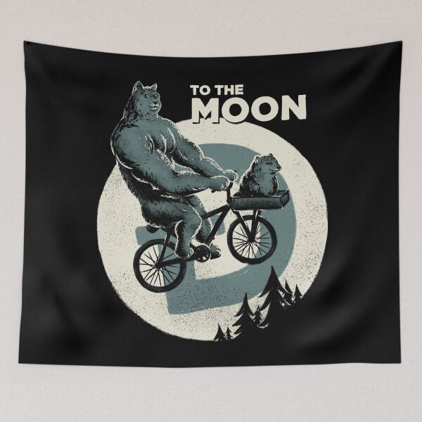Item preview, DOGECOIN | To the MOON | Much coin how money so crypho such wow Meme Buy the Dip Hodler | Shiba Inu Doggo Ironic Dank Memes | Wacky and Uncharacteristic Bonk Dorime | Much Wow | Moon Light Silhouette designed and sold by Any Color Designs.