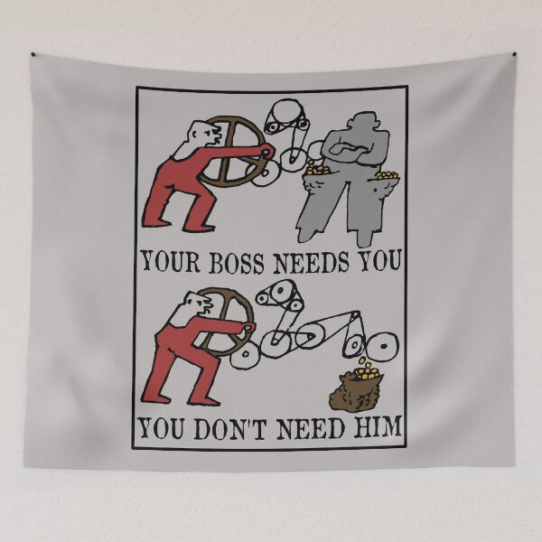 Item preview, Your Boss Needs You, You Don't Need Him - Labor Union, Socialist, Leftist, Protest, Propaganda designed and sold by SpaceDogLaika.