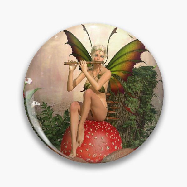 Item preview, Fairy Forest Flute Player Sitting On A Mushroom designed and sold by 108dragons.