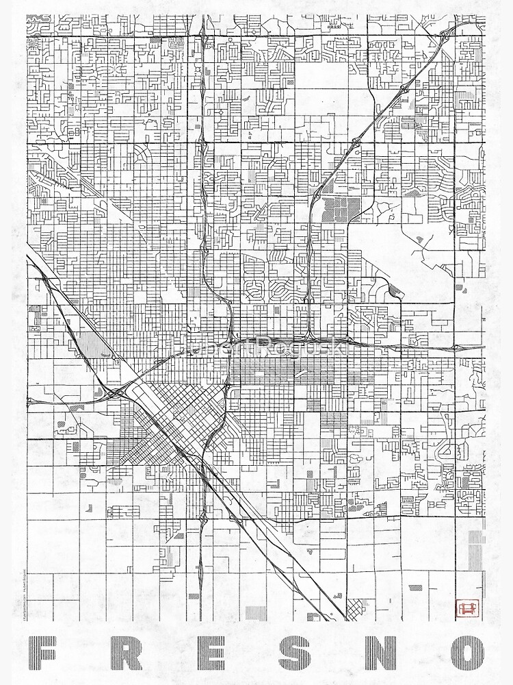 Artwork view, Fresno Map Line designed and sold by HubertRoguski
