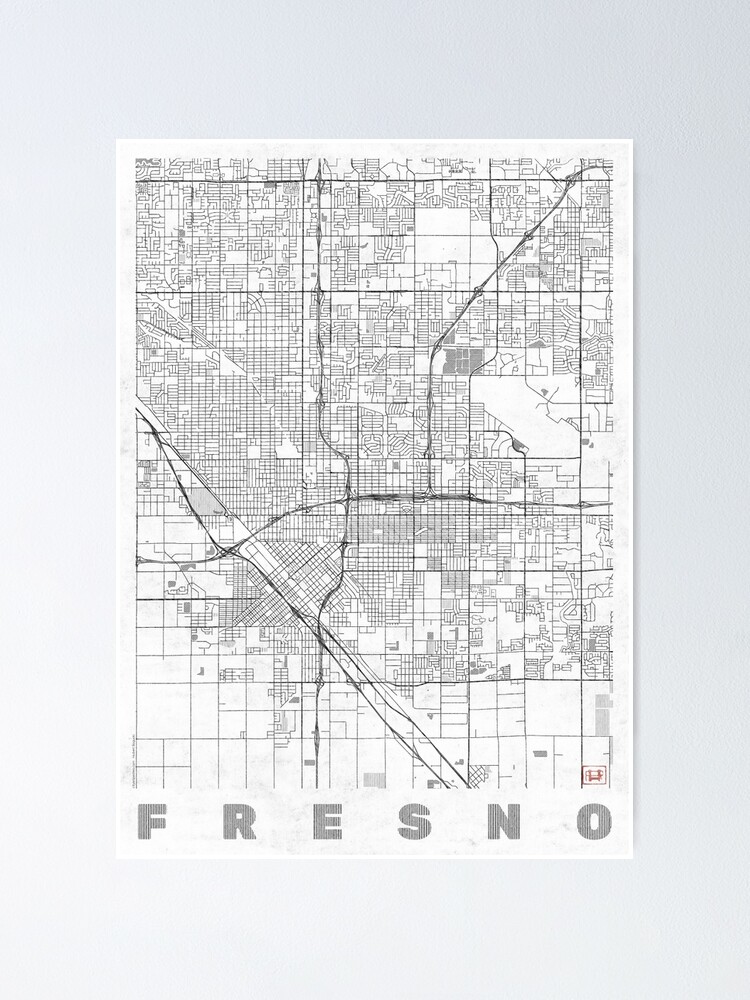 Thumbnail 2 of 3, Poster, Fresno Map Line designed and sold by HubertRoguski.