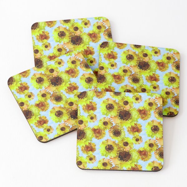 Item preview, sunflower pattern against blue designed and sold by graphicscat.