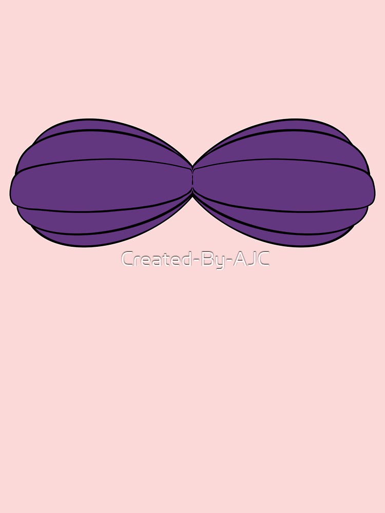 Mermaid Seashell Bra Purple Shells Cartoon Graphic T-Shirt