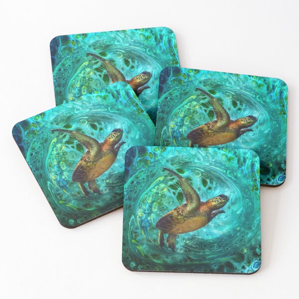 Item preview, Turtle acrylic pour montage designed and sold by graphicscat.