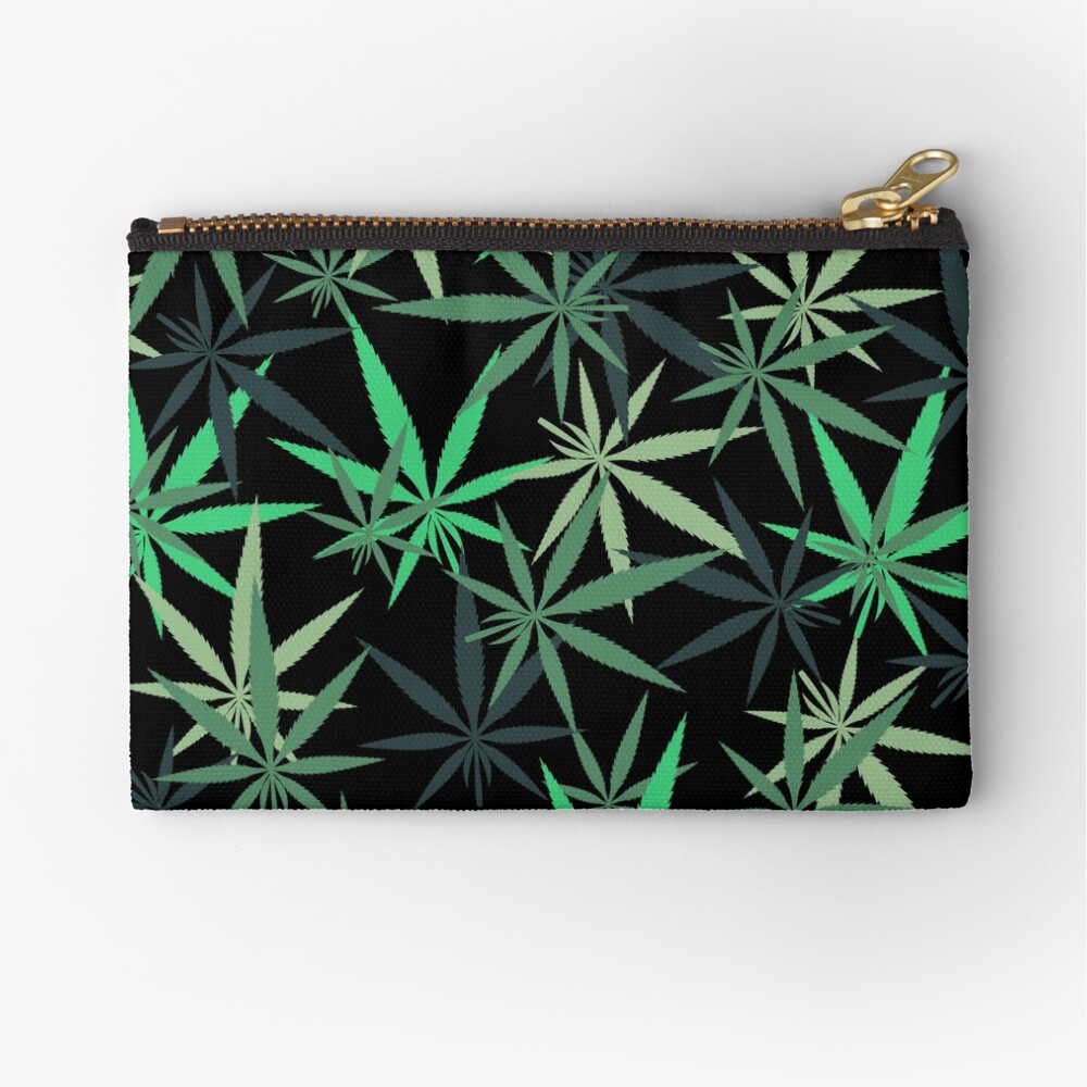 Rainbow of Green Marijuana Leaf Zipper Pouch