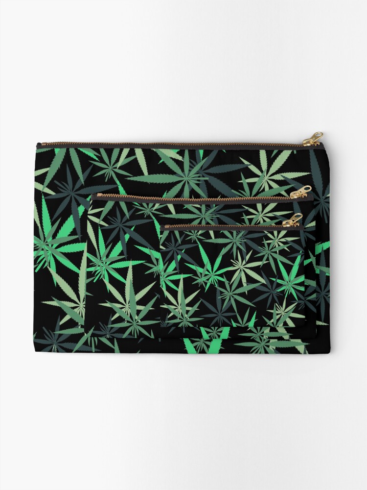 Alternate view of Rainbow of Green Marijuana Leaf Zipper Pouch