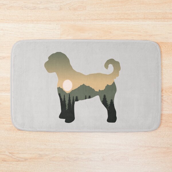 Item preview, goldendoodle dog forest mountain sunset gift designed and sold by alaechamlal.