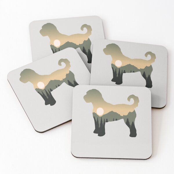 Item preview, goldendoodle dog forest mountain sunset gift designed and sold by alaechamlal.